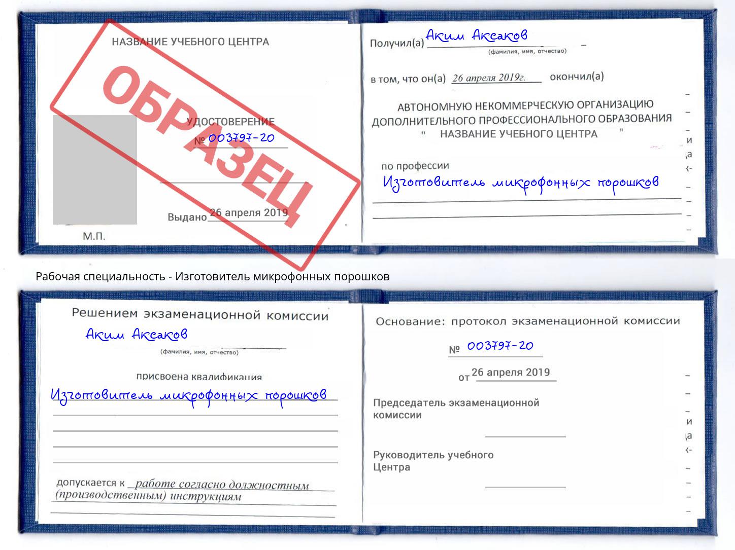 Изготовитель микрофонных порошков Минеральные Воды