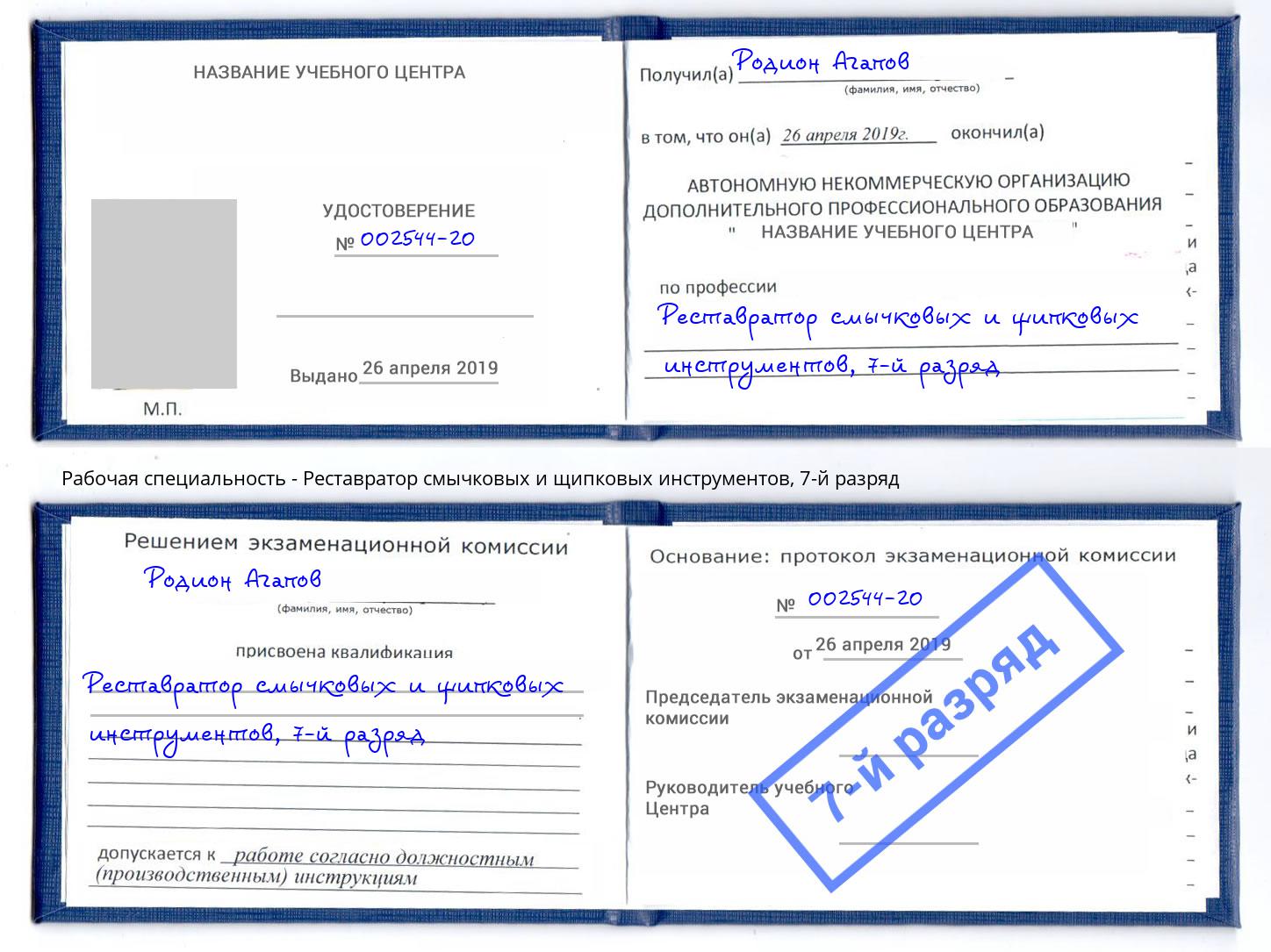 корочка 7-й разряд Реставратор смычковых и щипковых инструментов Минеральные Воды