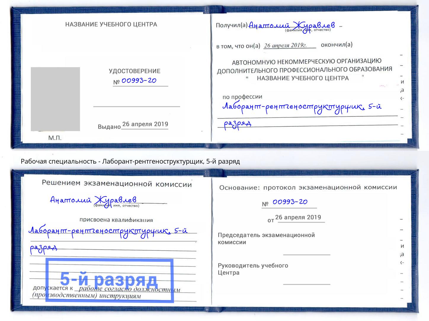 корочка 5-й разряд Лаборант-рентгеноструктурщик Минеральные Воды